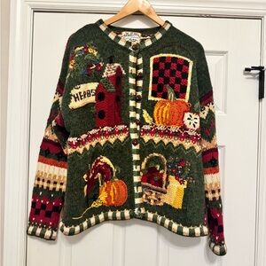 Vintage Heirloom Collection Fall Thanksgiving Sweater Cardigan XL